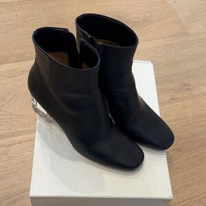 The Row Navy Ankle Boots with Clear Heel